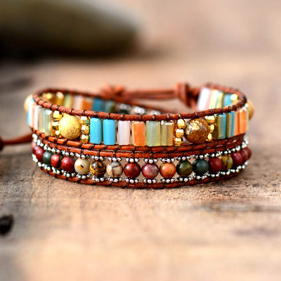 Pulsera Vintage de Cristal con Doble Vuelta en Cuero - Image 7