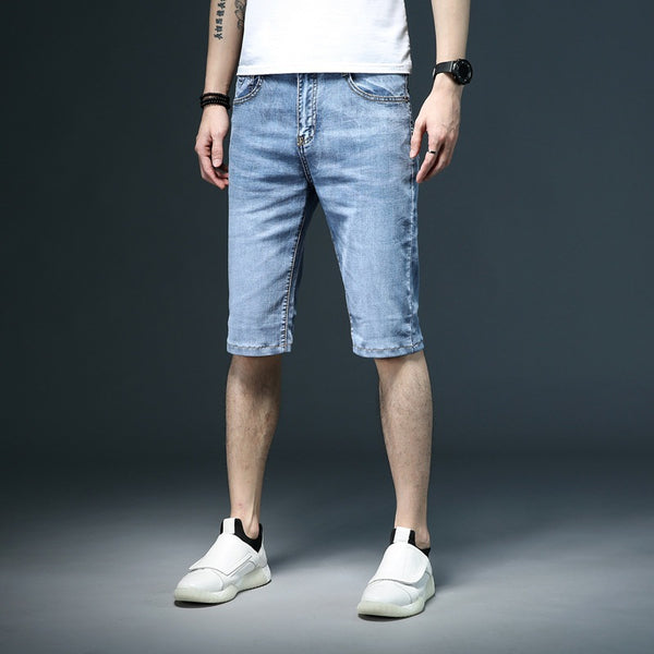 Pantalones Cortos Denim Slim con Bolsillos Oblicuos para Hombre - Image 7