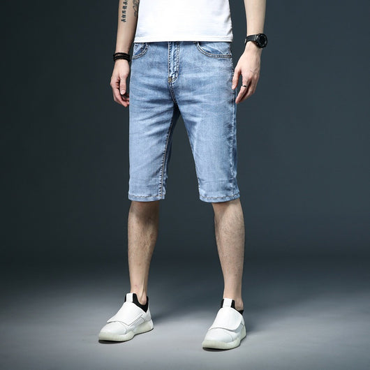 Pantalones Cortos Denim Slim con Bolsillos Oblicuos para Hombre - Image 7