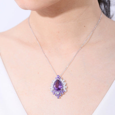 Collar Colgante de Amatista Natural Versátil para Mujer