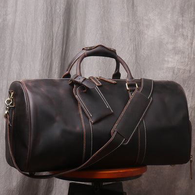 Bolsa de Viaje Retro en Cuero Crazy Horse Estilo Europeo Americano para Hombre - Image 15