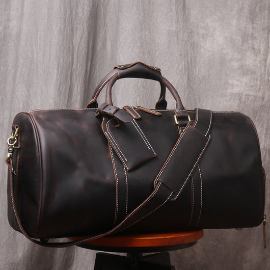 Bolsa de Viaje Retro en Cuero Crazy Horse Estilo Europeo Americano para Hombre - Image 15