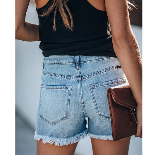 Shorts Vaqueros Rotos con Flecos Estilo Sexy - Image 11