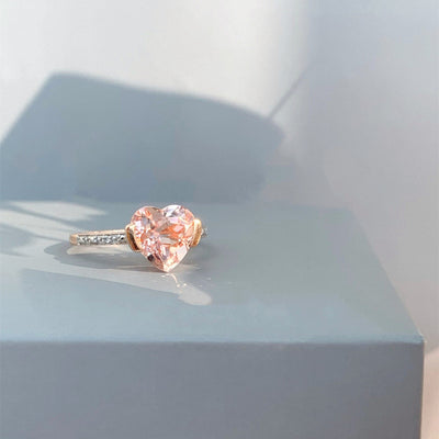 Anillo de Corazón Morganita para Mujer en Oro Rosa 18K - Image 8