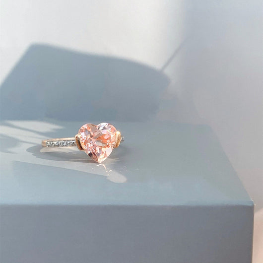 Anillo de Corazón Morganita para Mujer en Oro Rosa 18K - Image 8