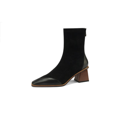 Botas Cortas de Tacón Grueso y Punta Afilada para Mujer - Image 3