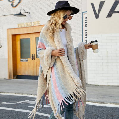 Capa con Capucha Rayada para Otoño e Invierno