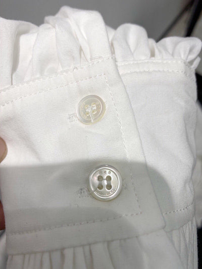 Camisa Blanca de Lino con Solapa Ancha y Bordado Retro de Loto Calado - Image 18