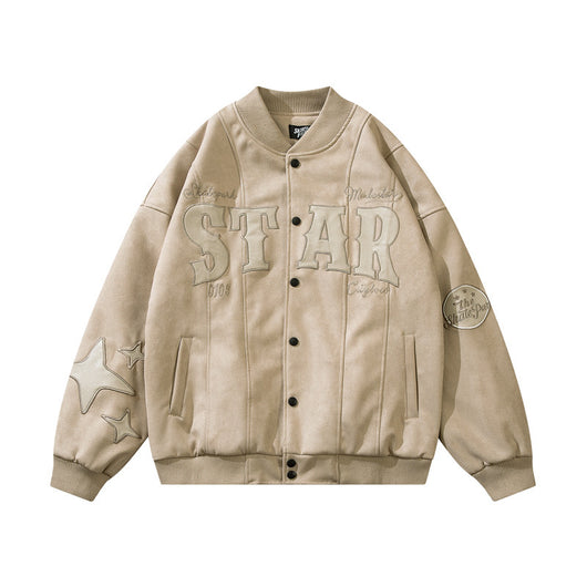 Chamarra Suede Oversize Estilo Universitario para Mujer - Image 4