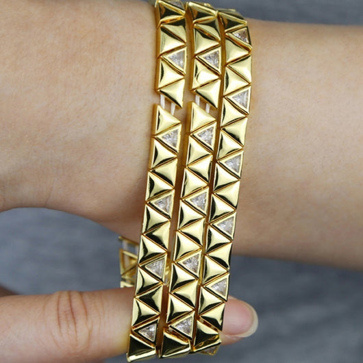 Pulsera Elástica de Zircón Triangular Brillante para Mujer - Image 3