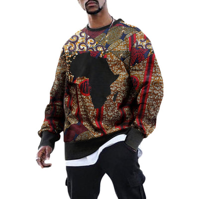 Suéter Camiseta Manga Larga Cuello Redondo con Estampado Retro para Hombre - Image 2