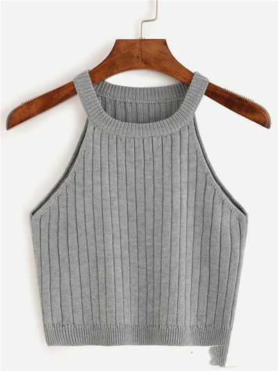 Chaleco Tejido Holgado de Tirantes Anchos - Diseño Minimalista Versátil - Image 6