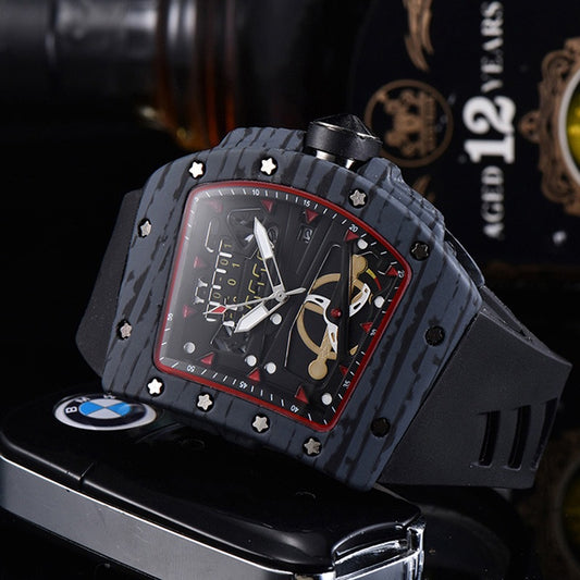 Reloj de Hombre Cuarzo con Banda de Silicona y Esfera Hueca