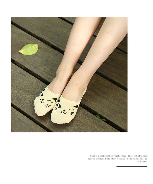 Calcetines Invisibles para Mujer Gato Lady Antideslizantes Algodón Verano - Image 11