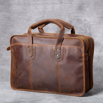 Bolsa para Laptop de Cuero Genuino Hecha a Mano - Image 17