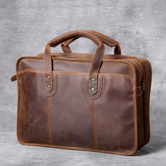 Bolsa para Laptop de Cuero Genuino Hecha a Mano - Image 17