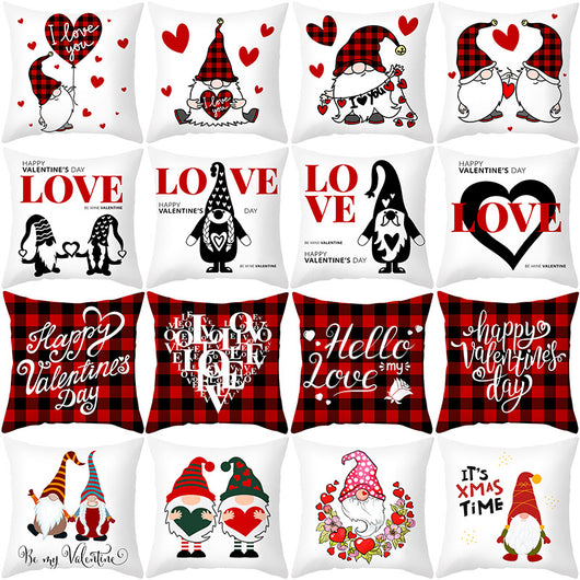 Funda de Almohada Día de San Valentín Letras Cartoon Roja - Tela Melocotón - Image 21