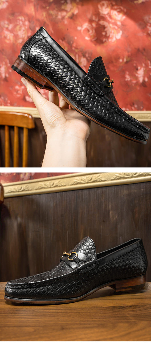 Mocasines de Cuero Tejido para Hombre - Zapatos Business Casual - Image 10