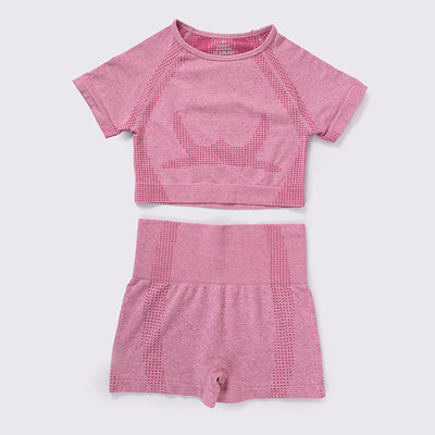 Conjunto de Yoga Shorts Jacquard de Manga Corta - Image 12