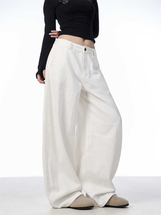 Pantalón Blanco Ancho de Pierna Recta Casual y Suelto - Image 7