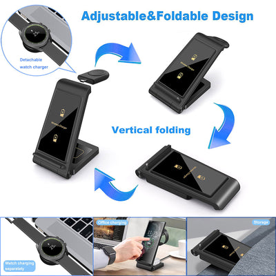 Cargador Inalámbrico 3 en 1 Plegable 15W - Portátil y Multidispositivo - Image 6