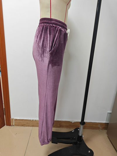 Pantalones Jogger de Terciopelo Estilo Coreano con Cintura Elástica para Mujer - Image 44