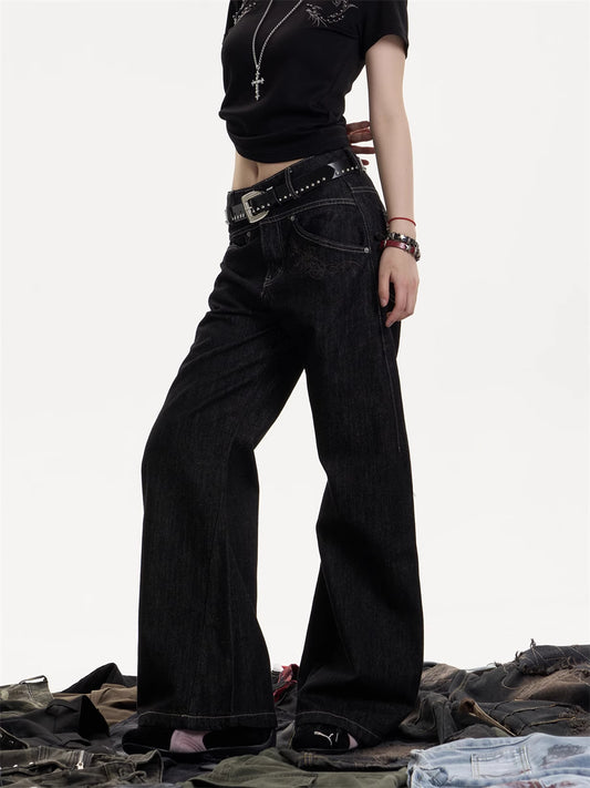 Jeans Rectos Retro Americanos Cintura Alta - Pantalones Casuales Holgados - Image 2