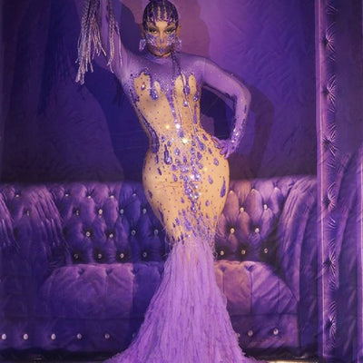 Vestido Brillante sin Mangas con Detalles de Diamantes y Flecos - Image 9
