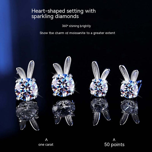 Aretes de Moissanita Conejo en Plata de Ley para Mujer - Image 5