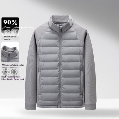 Chaqueta Acolchada de Plumón Ligera y Cálida con Cuello Alzado y Parches - Image 6
