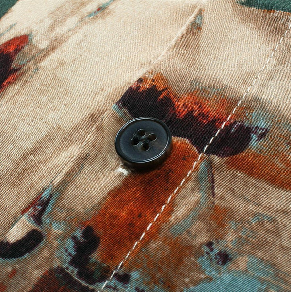 Camisa Suelta Estampado Vintage Art Manga Corta Verano
