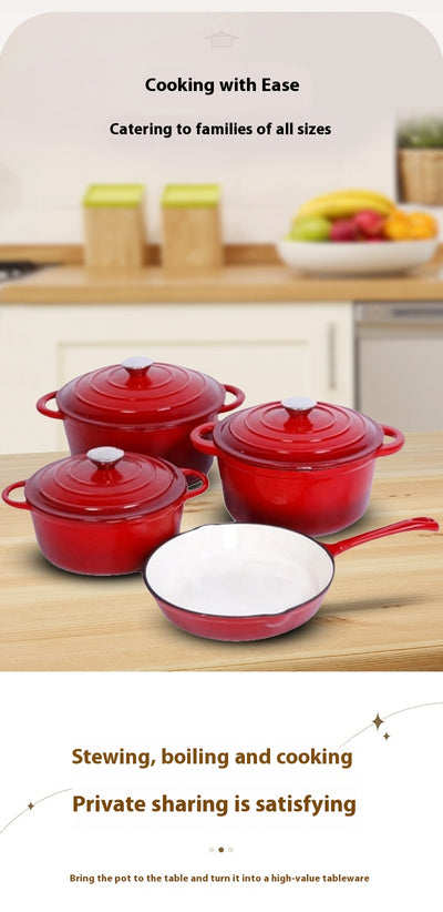 Juego de 4 Piezas de Cocotte de Hierro Fundido Esmaltado Blanco Interior - Image 15