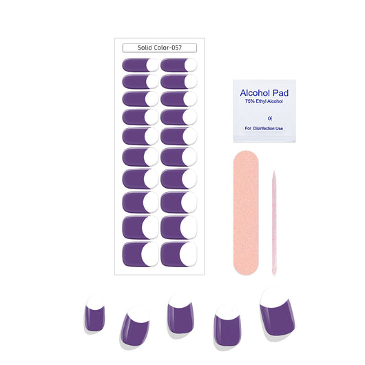 Pegatinas de Uñas Gel Francés Semicocidas Impermeables Color Sólido - Image 17