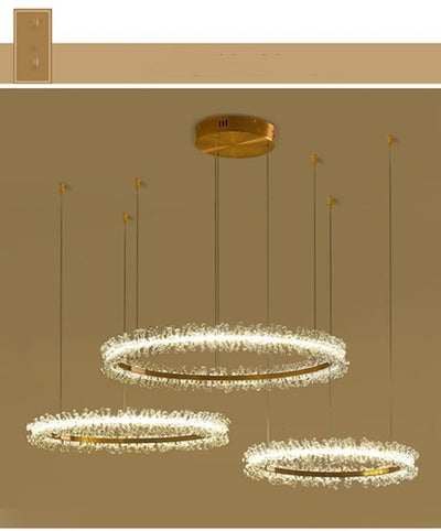 Lámpara de Cristal Colgante Dorada Moderna para Sala de Estar - Image 3