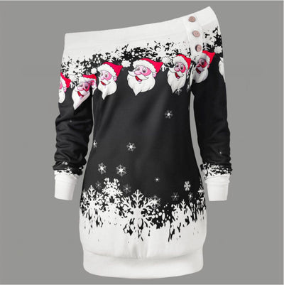 Sudadera Navideña Asimétrica con Estampado para Mujer - Image 6