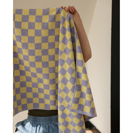Toalla de Baño Jacquard Damero Absorbente Doble Hilo Baja Pelusa - Image 8