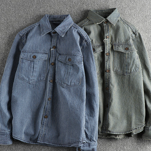 Camisa Denim Vintage Desgastada para Hombre - Image 9