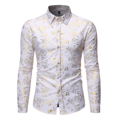 Camisa Casual de Hombre con Estampado Metalizado y Solapa - Image 13