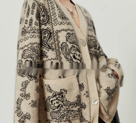 Cardigan Suelto Jacquard Cuello V Cómodo - Image 2
