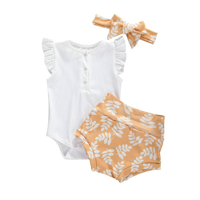 Conjunto de 3 Piezas para Niña: Top Blanco con Botones, Short Estampado y Blazer - Image 8