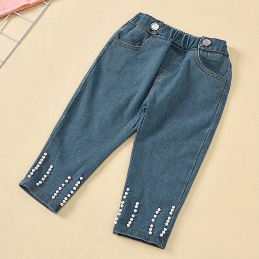 Conjunto de Blusa de Encaje y Jeans con Bolsillos Decorados - Image 18