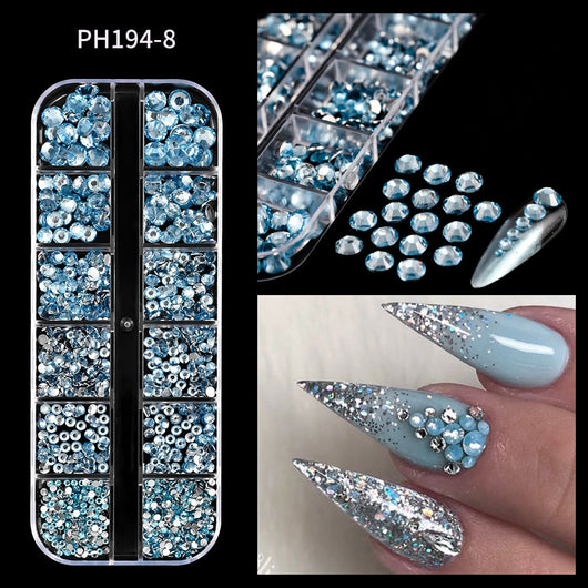 Uñas Decorativas Cuadradas con Cristales Brillantes - Image 13