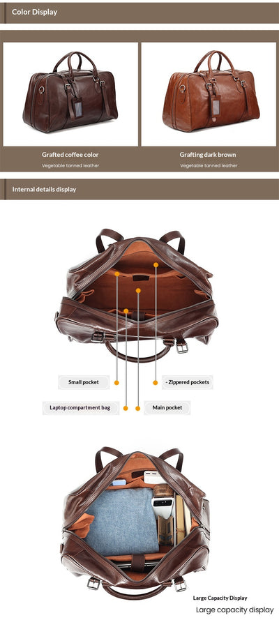 Bolsa de Viaje Ejecutiva de Cuero Estilo Retro - Gran Capacidad - Image 14