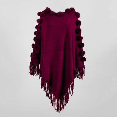 Suéter Tipo Poncho con Borlas y Cuello Redondo para Mujer - Image 6