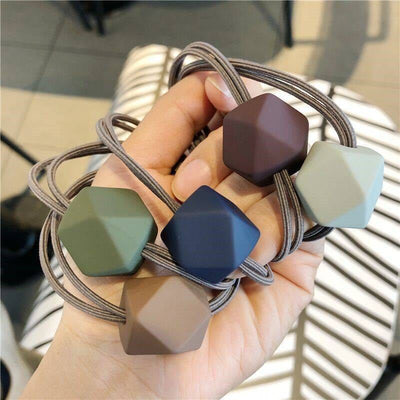 Banda Elástica para Cabello con Perlas Octagonales - Accesorio de Moda Temperamento Adulto