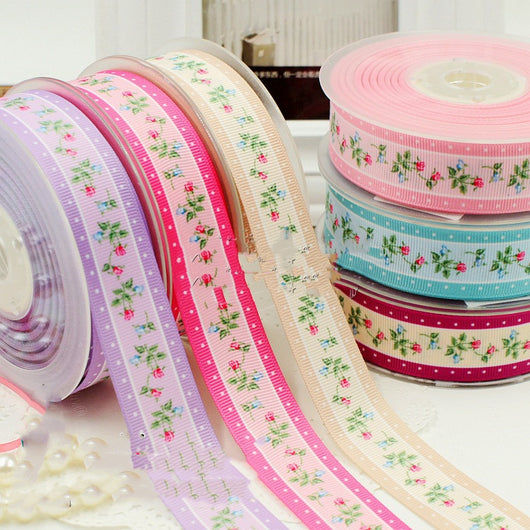 Cinta Decorativa Tejida con Flores y Plantas Estampadas para Manualidades
