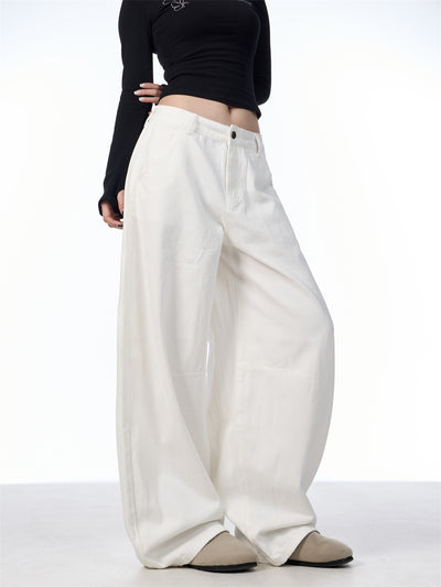 Pantalón Blanco Ancho de Pierna Recta Casual y Suelto - Image 17