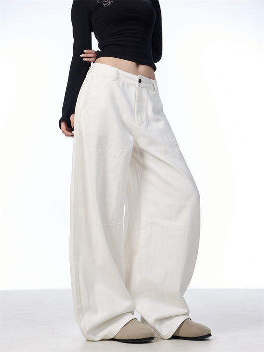 Pantalón Blanco Ancho de Pierna Recta Casual y Suelto - Image 17