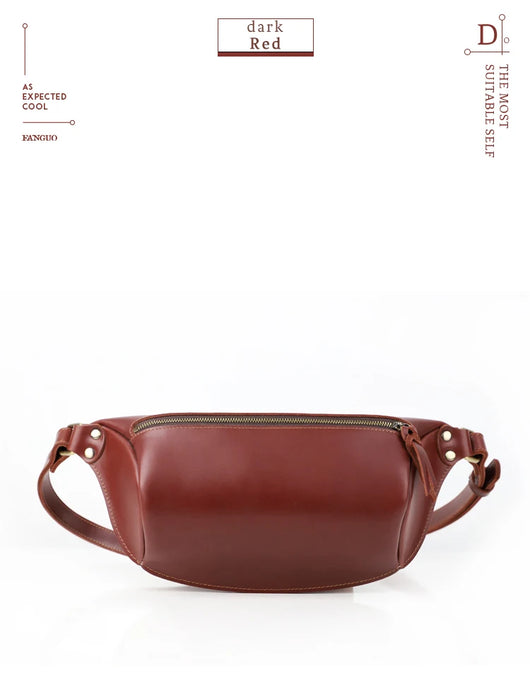 Bolso de Pecho de Cuero Genuino para Hombre - Bandolera Retro Estilo Casual - Image 21