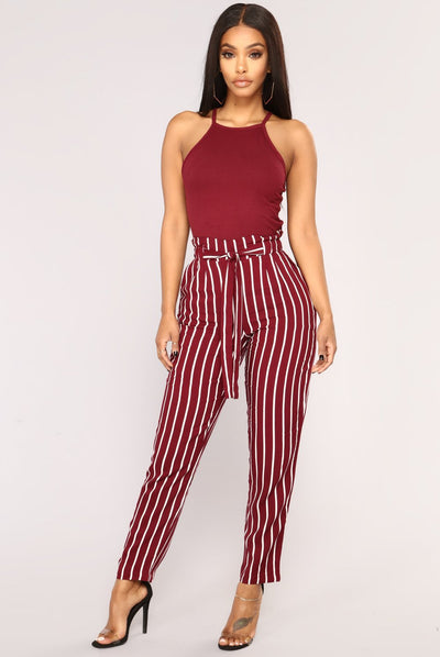 Pantalón Casual a Rayas con Lazo para Mujer - Otoño Invierno - Image 12